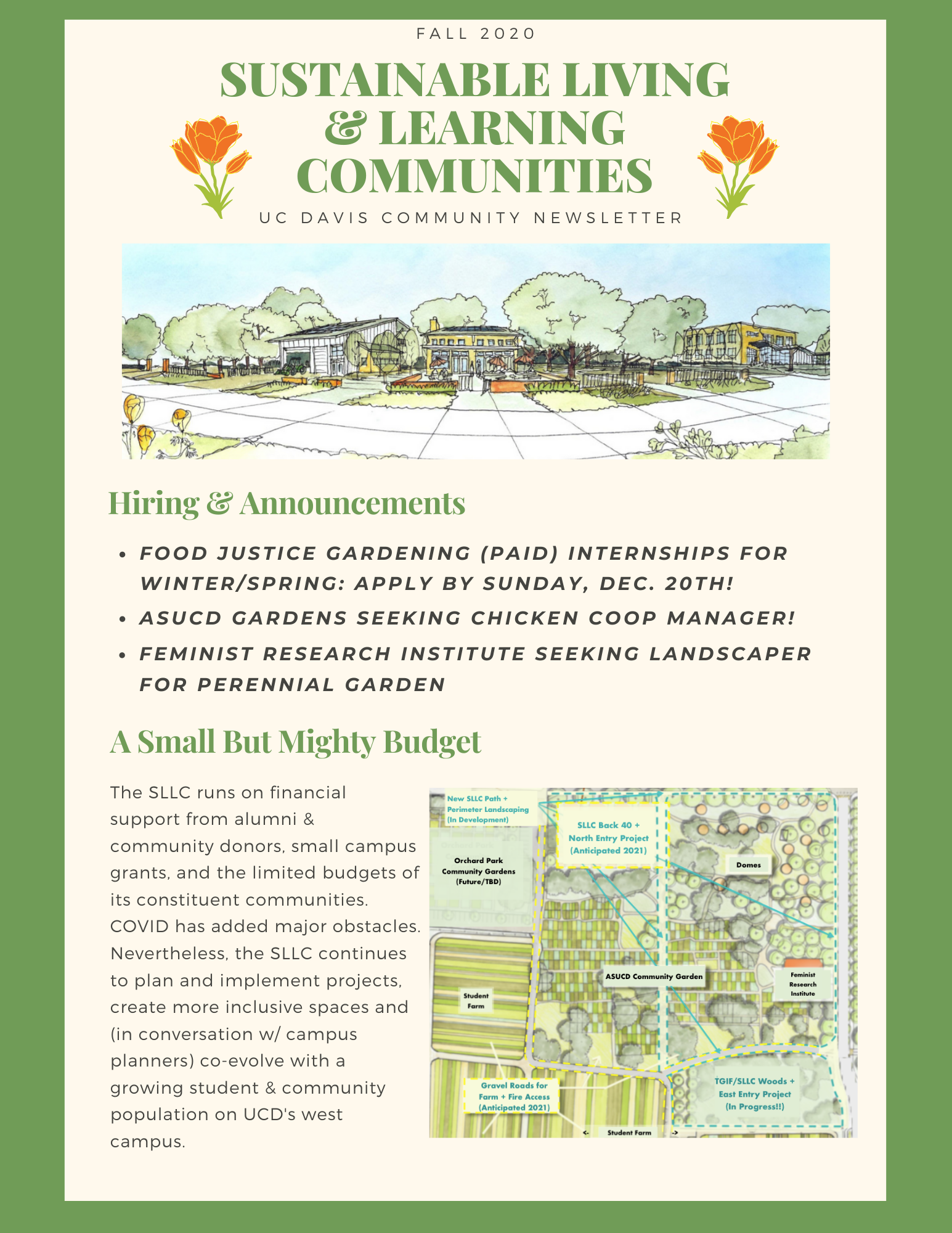first page of fall newsletter with map of SLLC 