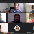 a screenshot of our online web conference with faces of participants in little boxes on the screen. 